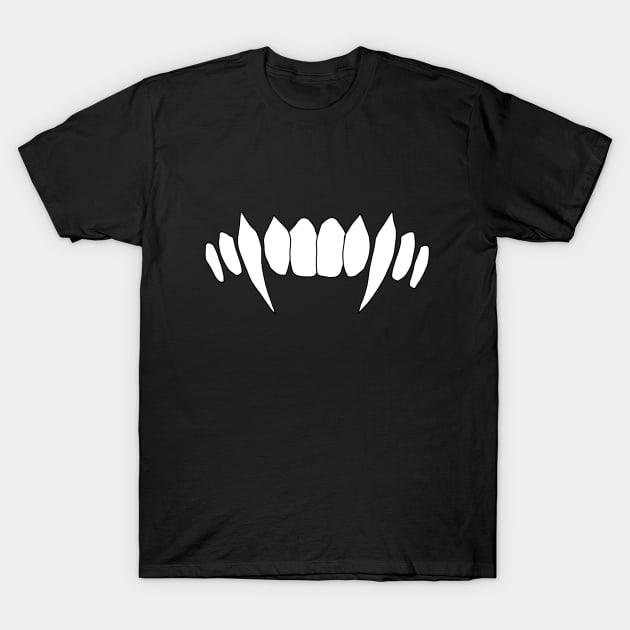 Cartoon monster white sharp teeth fangs T-Shirt by galaxieartshop